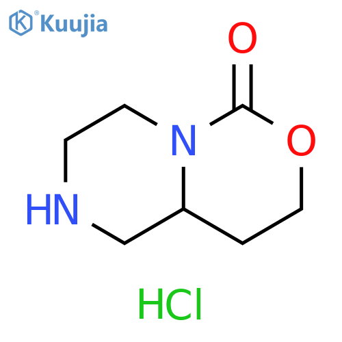 2,3,4,8,9,9a-hexahydro-1H-pyrazino[1,2-c][1,3]oxazin-6-one;hydrochloride structure