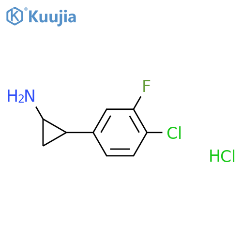 2-(4-Chloro-3-fluorophenyl)cyclopropan-1-amine hydrochloride structure