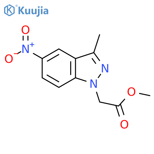 methyl 2-(3-methyl-5-nitro-1H-indazol-1-yl)acetate structure