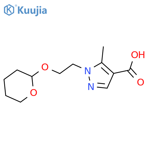 5-methyl-1-[2-(oxan-2-yloxy)ethyl]-1H-pyrazole-4-carboxylic acid structure
