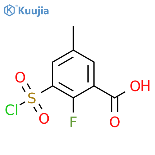 3-(chlorosulfonyl)-2-fluoro-5-methylbenzoic acid structure
