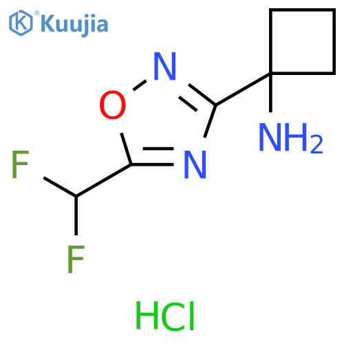 1-[5-(difluoromethyl)-1,2,4-oxadiazol-3-yl]cyclobutan-1-amine hydrochloride structure