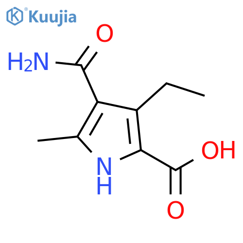 4-carbamoyl-3-ethyl-5-methyl-1H-pyrrole-2-carboxylic acid structure