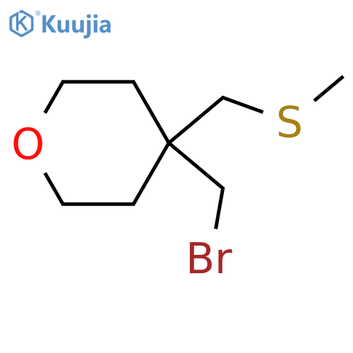4-(bromomethyl)-4-[(methylsulfanyl)methyl]oxane structure