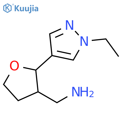 1-[2-(1-ethyl-1H-pyrazol-4-yl)oxolan-3-yl]methanamine structure