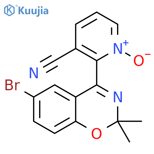 3-Pyridinecarbonitrile, 2-(6-bromo-2,2-dimethyl-2H-1,3-benzoxazin-4-yl)-, 1-oxide structure