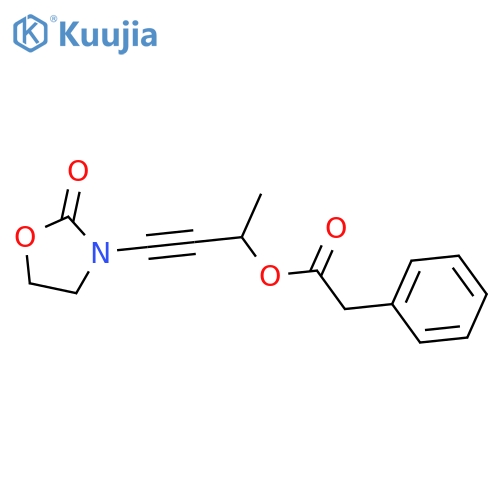 Benzeneacetic acid, (1S)-1-methyl-3-(2-oxo-3-oxazolidinyl)-2-propyn-1-yl ester structure