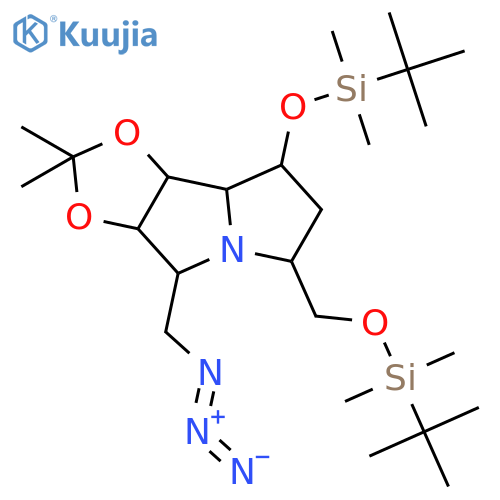 4H-1,3-Dioxolo[4,5-a]pyrrolizine, 4-(azidomethyl)-8-[[(1,1-dimethylethyl)dimethylsilyl]oxy]-6-[[[(1,1-dimethylethyl)dimethylsilyl]oxy]methyl]hexahydro-2,2-dimethyl-, (3aS,4S,6R,8R,8aR,8bR)- structure
