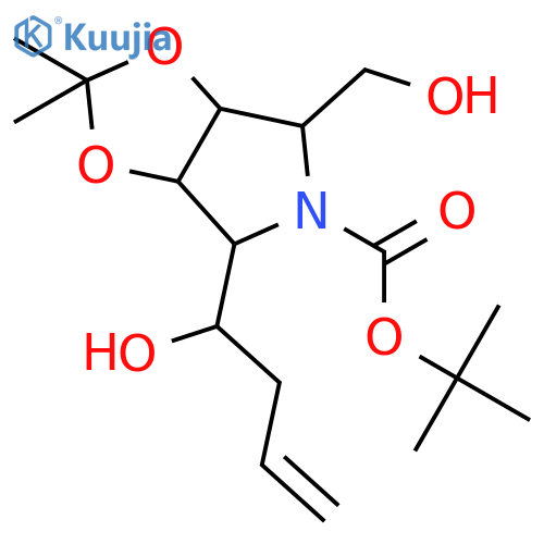 5H-1,3-Dioxolo[4,5-c]pyrrole-5-carboxylic acid, tetrahydro-4-[(1R)-1-hydroxy-3-buten-1-yl]-6-(hydroxymethyl)-2,2-dimethyl-, 1,1-dimethylethyl ester, (3aR,4S,6S,6aS)- structure
