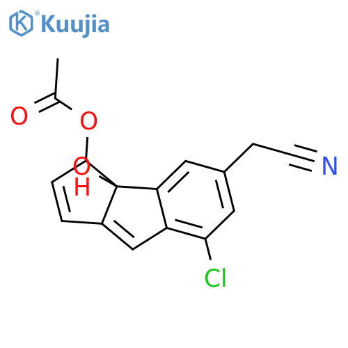 Cyclopent[a]indene-5-acetonitrile, 3-(acetyloxy)-7-chloro-3,3a-dihydro-3a-hydroxy-, (3S,3aR)- structure