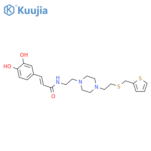 2-PROPENAMIDE, 3-(3,4-DIHYDROXYPHENYL)-N-[2-[4-[2-[(2-THIENYLMETHYL)THIO]ETHYL]-1-PIPERAZINYL]ETHYL]-, (E)- structure