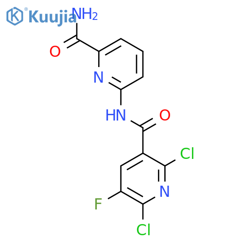 N-(6-carbamoylpyridin-2-yl)-2,6-dichloro-5-fluoropyridine-3-carboxamide structure