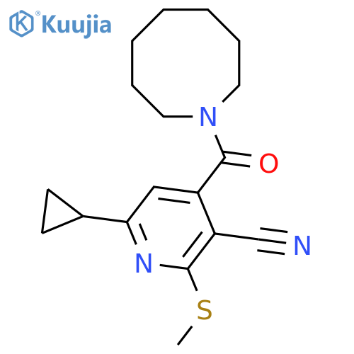4-(Azocane-1-carbonyl)-6-cyclopropyl-2-(methylsulfanyl)pyridine-3-carbonitrile structure