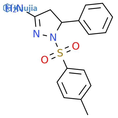 1H-Pyrazol-3-amine, 4,5-dihydro-1-[(4-methylphenyl)sulfonyl]-5-phenyl- structure