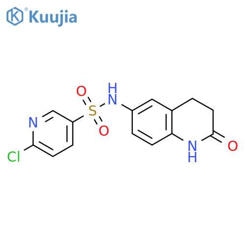 6-chloro-N-(2-oxo-1,2,3,4-tetrahydroquinolin-6-yl)pyridine-3-sulfonamide structure