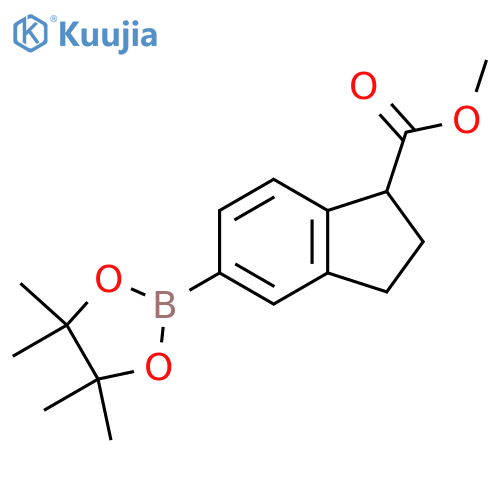Methyl 5-(4,4,5,5-tetramethyl-1,3,2-dioxaborolan-2-yl)-2,3-dihydro-1H-indene-1-carboxylate structure