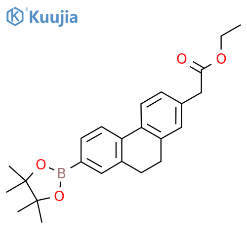 Ethyl 2-[7-(4,4,5,5-tetramethyl-1,3,2-dioxaborolan-2-yl)-9,10-dihydrophenanthren-2-yl]acetate structure
