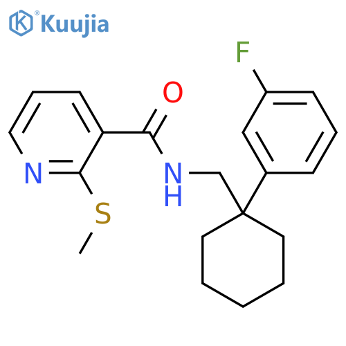 N-{[1-(3-fluorophenyl)cyclohexyl]methyl}-2-(methylsulfanyl)pyridine-3-carboxamide structure