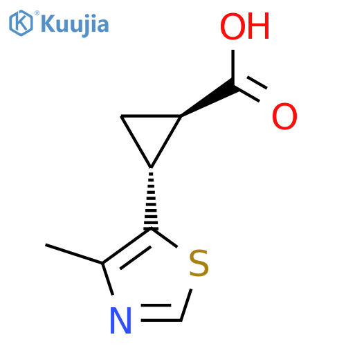 rac-(1R,2R)-2-(4-methyl-1,3-thiazol-5-yl)cyclopropane-1-carboxylic acid structure