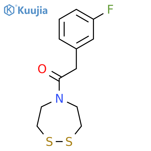 1-(1,2,5-Dithiazepan-5-yl)-2-(3-fluorophenyl)ethan-1-one structure