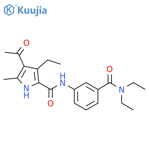 4-acetyl-N-3-(diethylcarbamoyl)phenyl-3-ethyl-5-methyl-1H-pyrrole-2-carboxamide structure