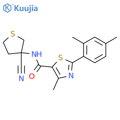 N-(3-cyanothiolan-3-yl)-2-(2,4-dimethylphenyl)-4-methyl-1,3-thiazole-5-carboxamide structure