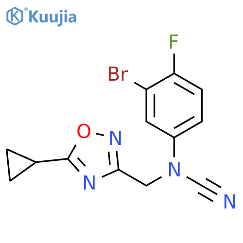 3-bromo-N-cyano-N-(5-cyclopropyl-1,2,4-oxadiazol-3-yl)methyl-4-fluoroaniline structure