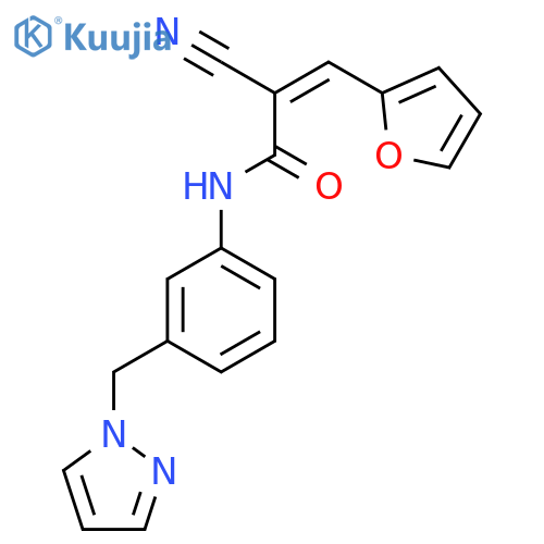 (Z)-2-Cyano-3-(furan-2-yl)-N-[3-(pyrazol-1-ylmethyl)phenyl]prop-2-enamide structure