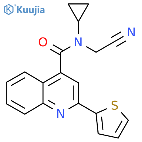 N-(cyanomethyl)-N-cyclopropyl-2-(thiophen-2-yl)quinoline-4-carboxamide structure