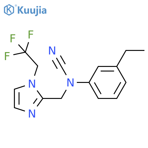 N-cyano-3-ethyl-N-{[1-(2,2,2-trifluoroethyl)-1H-imidazol-2-yl]methyl}aniline structure