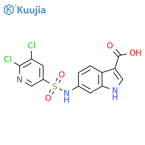 6-(5,6-dichloropyridine-3-sulfonamido)-1H-indole-3-carboxylic acid structure