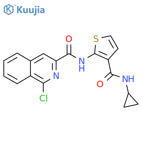 1-chloro-N-[3-(cyclopropylcarbamoyl)thiophen-2-yl]isoquinoline-3-carboxamide structure