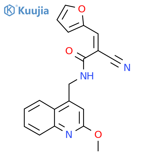 2-cyano-3-(furan-2-yl)-N-[(2-methoxyquinolin-4-yl)methyl]prop-2-enamide structure