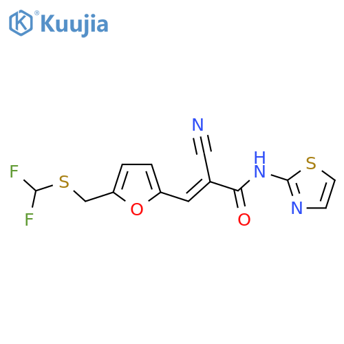 2-cyano-3-(5-{[(difluoromethyl)sulfanyl]methyl}furan-2-yl)-N-(1,3-thiazol-2-yl)prop-2-enamide structure