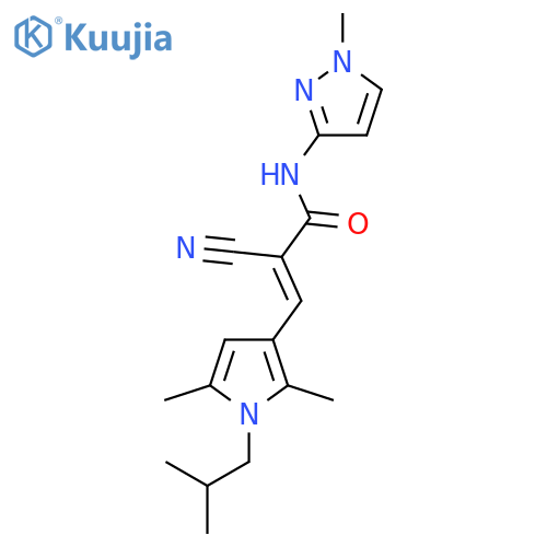 (E)-2-Cyano-3-[2,5-dimethyl-1-(2-methylpropyl)pyrrol-3-yl]-N-(1-methylpyrazol-3-yl)prop-2-enamide structure