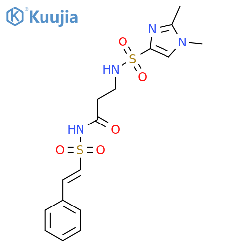 3-[(1,2-Dimethylimidazol-4-yl)sulfonylamino]-N-[(E)-2-phenylethenyl]sulfonylpropanamide structure