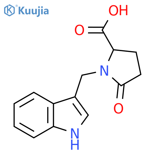1-((1H-Indol-3-yl)methyl)-5-oxopyrrolidine-2-carboxylic acid structure