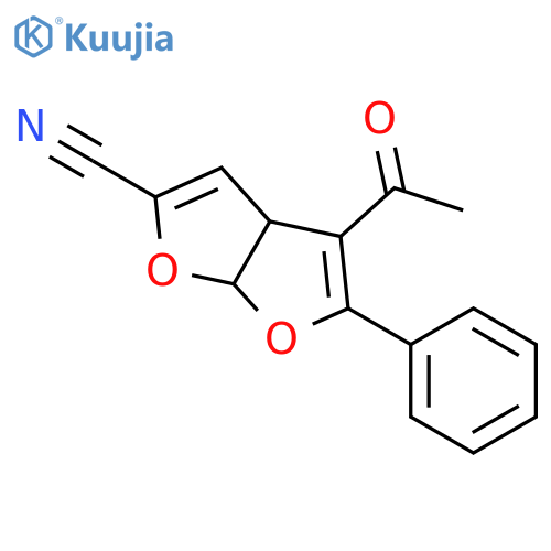 Furo[2,3-b]furan-2-carbonitrile, 4-acetyl-3a,6a-dihydro-5-phenyl- structure