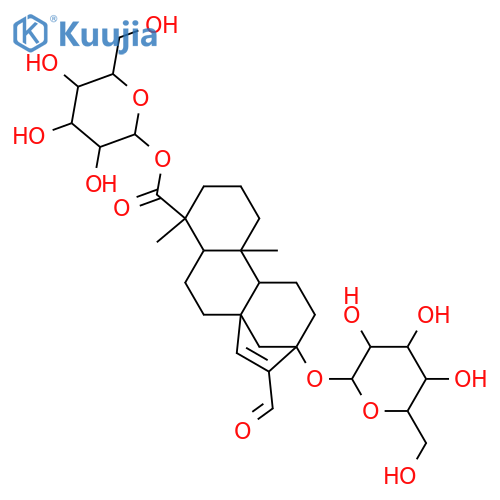 13,17-Dihydroxy-15-kauren-19-oic acid; (ent-13β)-form, 17-Aldehyde, 13-O-β-D-glucopyranoside, 19-O-β-D-glucopyranosyl ester structure