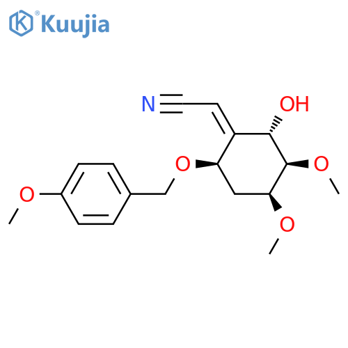 Acetonitrile, [(2S,3R,4S,6R)-2-hydroxy-3,4-dimethoxy-6-[(4-methoxyphenyl)methoxy]cyclohexylidene]-, (2Z)- (9CI) structure