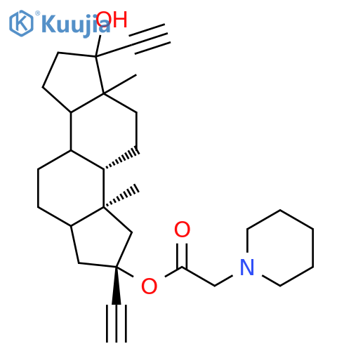 1-Piperidineaceticacid,(2R,3aS,3bS,6R,8aS,8bR,10aS)-2,6-diethynylhexadecahydro-6-hydroxy-3a,5a-dimethyldicyclopenta[a,f]naphthalen-2-ylester (9CI) structure