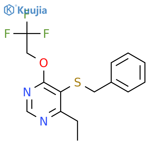 Pyrimidine, 4-ethyl-5-[(phenylmethyl)thio]-6-(2,2,2-trifluoroethoxy)- structure