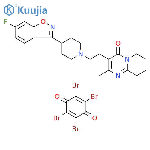 2,5-Cyclohexadiene-1,4-dione, 2,3,5,6-tetrabromo-, compd. with 3-[2-[4-(6-fluoro-1,2-benzisoxazol-3-yl)-1-piperidinyl]ethyl]-6,7,8,9-tetrahydro-2-methyl-4H-pyrido[1,2-a]pyrimidin-4-one (1:1) structure