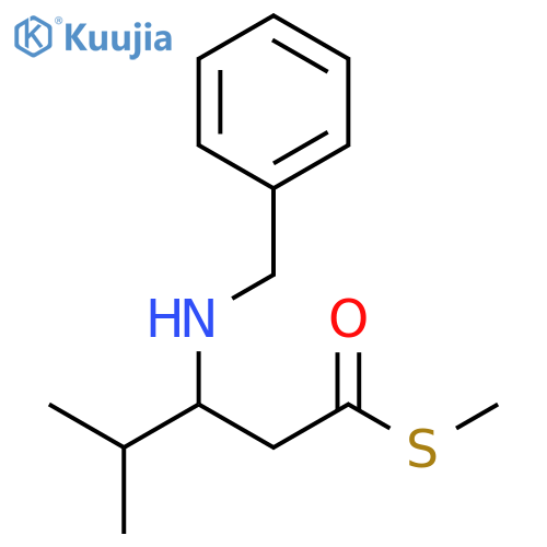 Pentanethioic acid, 4-methyl-3-[(phenylmethyl)amino]-, S-methyl ester structure