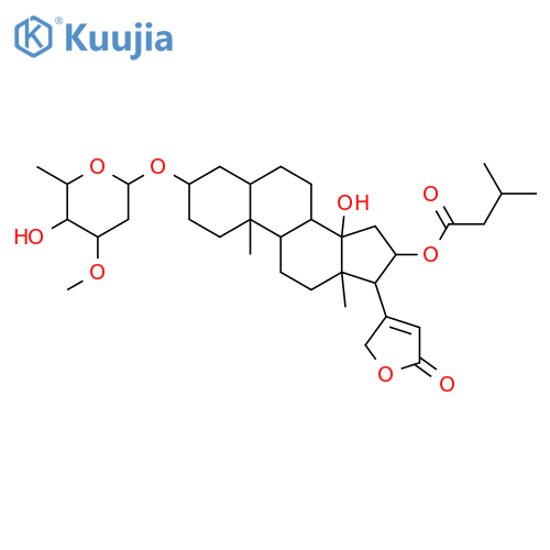 3-[(2,6-dideoxy-3-O-methylhexopyranosyl)oxy]-14-hydroxy-16-[(3-methylbutanoyl)oxy]card-20(22)-enolide structure