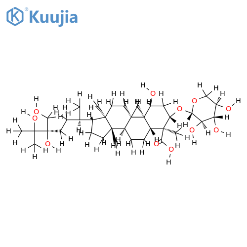 (1alpha,3beta,24zeta)-1,24,25-trihydroxy-24-(hydroxymethyl)-3-(beta-D-xylopyranosyloxy)-9,19-cyclolanostan-28-oic acid structure