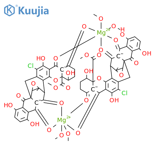 Magnesium, tetrakis(methanol)bis[μ-[methyl (1S,8aR,16R,17aS,18R,20S)-7-chloro-1,2,3,4,4a,5,8,9,14,14a,15,16-dodecahydro-1,6,10,13-tetrahydroxy-18-methyl-4,5,14,15-tetra(oxo-κO)-9-oxo-17aH-8a,16-endo-oxiranonaphtho[2',3':5,6]cyclohepta[1,2-c]xanthene-17a-carboxylato(2-)]]di- (9CI) structure