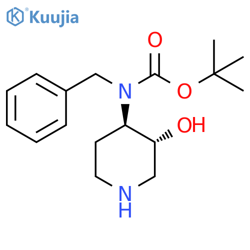 Carbamic acid, N-[(3R,4R)-3-hydroxy-4-piperidinyl]-N-(phenylmethyl)-, 1,1-dimethylethyl ester structure