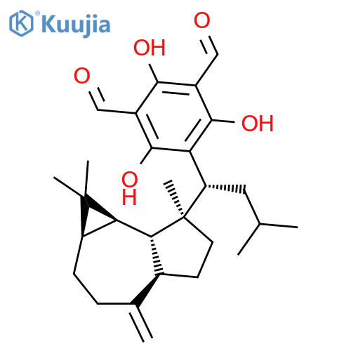 1,3-Benzenedicarboxaldehyde,5-[(1R)-1-[(1aR,4aR,7S,7aR,7bR)-decahydro-1,1,7-trimethyl-4-methylene-1H-cycloprop[e]azulen-7-yl]-3-methylbutyl]-2,4,6-trihydroxy- structure
