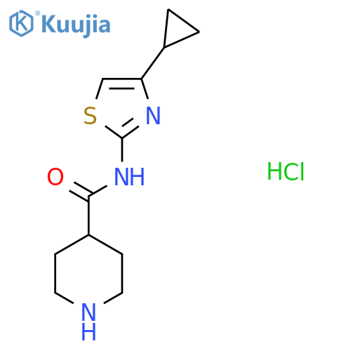 N-(4-Cyclopropyl-1,3-thiazol-2-yl)piperidine-4-carboxamide hydrochloride structure